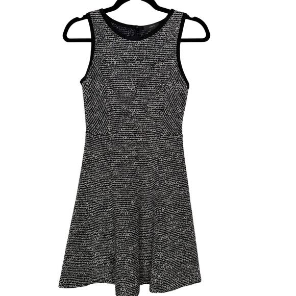 J Crew Size 00 Black Gray Tweed Fit and Flare Dress Sleeveless Wool Cotton Blend - Picture 1 of 10